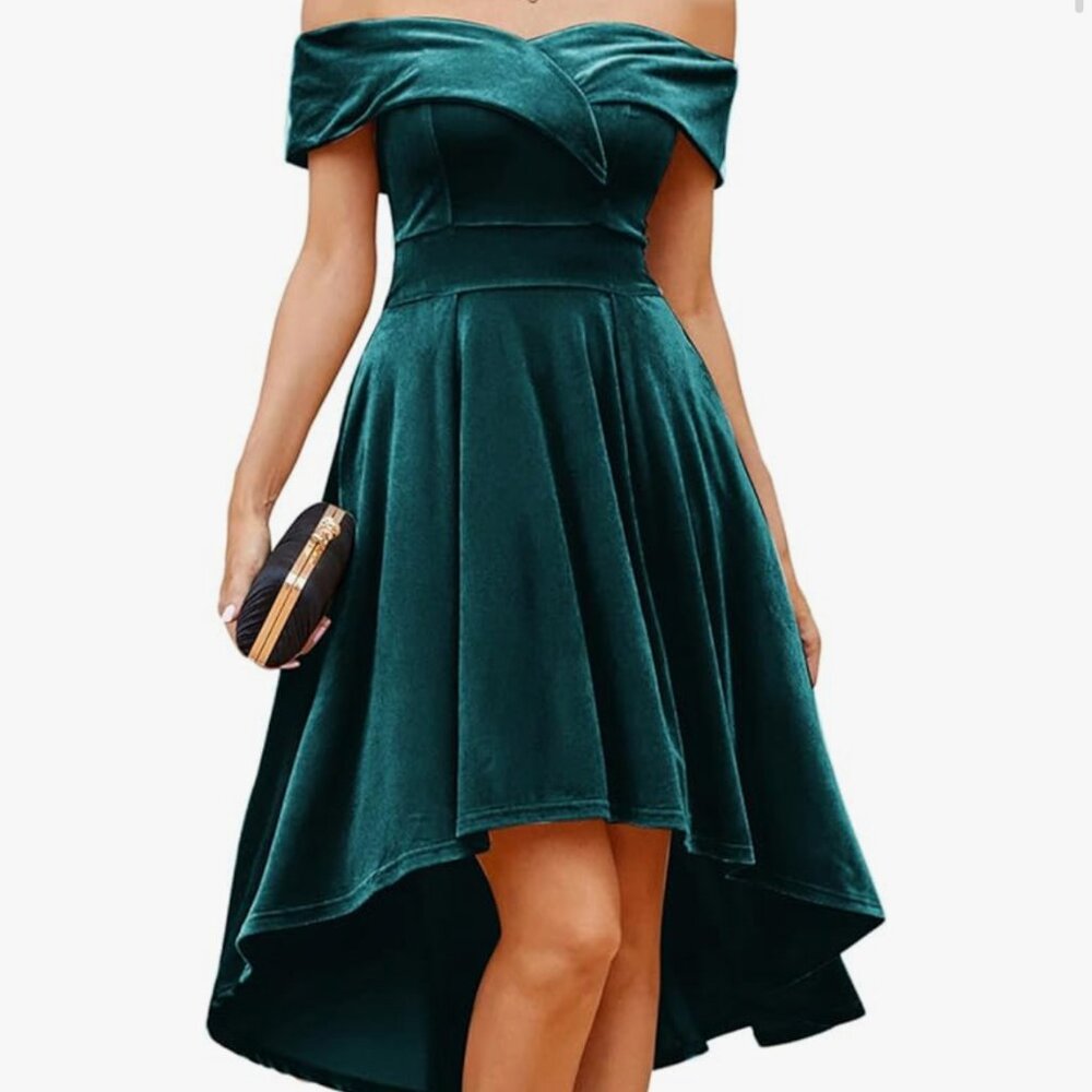 Velvet Off Shoulder Formal Dress